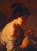 Jan lievens A youth blowing on coals. Spain oil painting artist